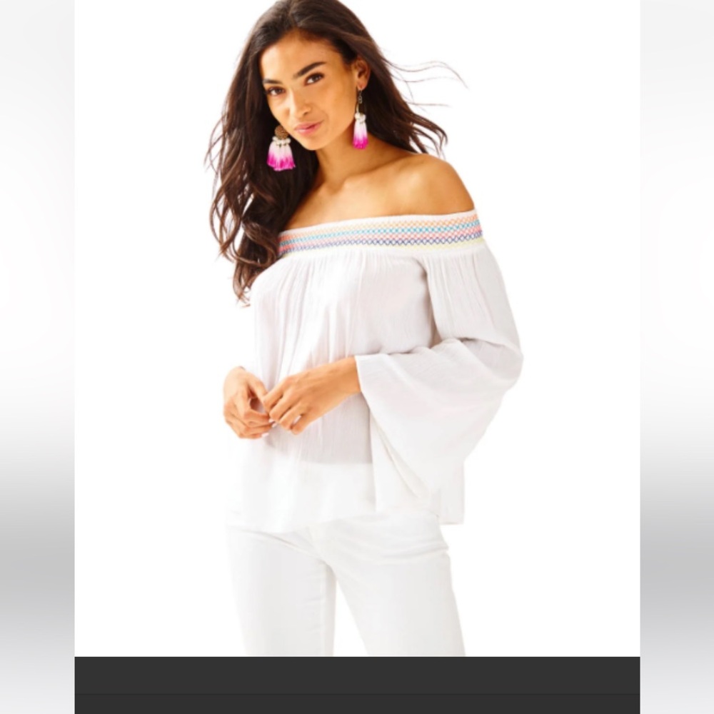 Lilly Pulitzer Katya  off the shoulder top resort white size M NWT